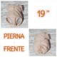 19 pulgadas. PIERNA AL FRENTE, sin articulación Miembros completos.