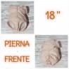 18 pulgadas. PIERNA AL FRENTE, sin articulación Miembros completos.